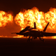 Illustration for article titled Spectacular photo of an F-18 against a huge wall of fire